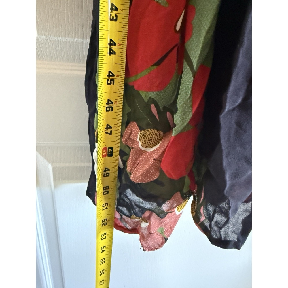 FARM RIO Anthropologie Floral Maxi Dress Black Red Long Sleeve XS - Picture 11 of 15